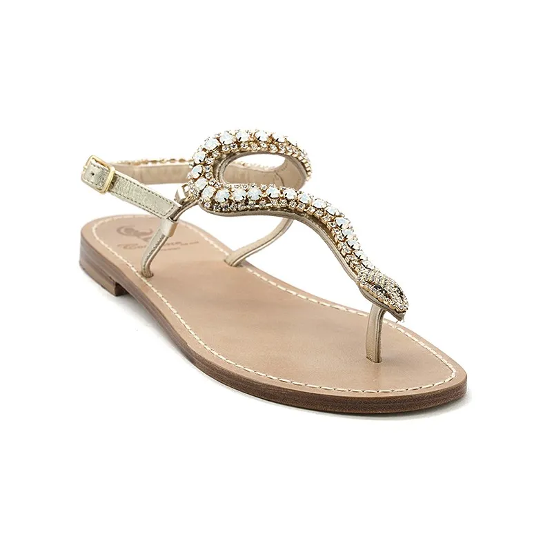 Serpente - sandali infradito pietre bianche Opal