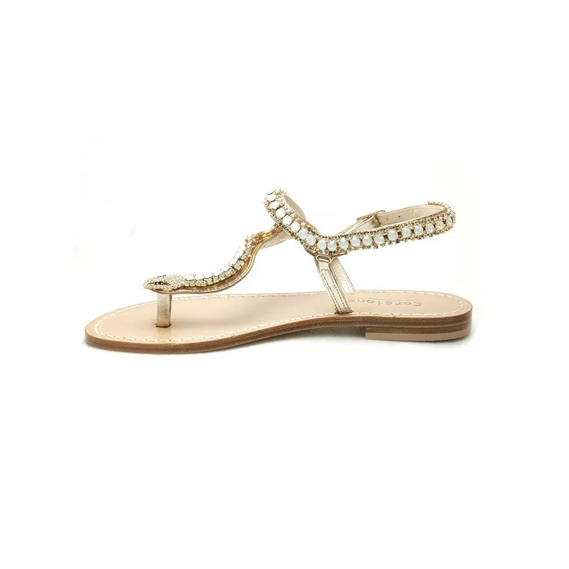 Serpente - sandali infradito pietre bianche Opal