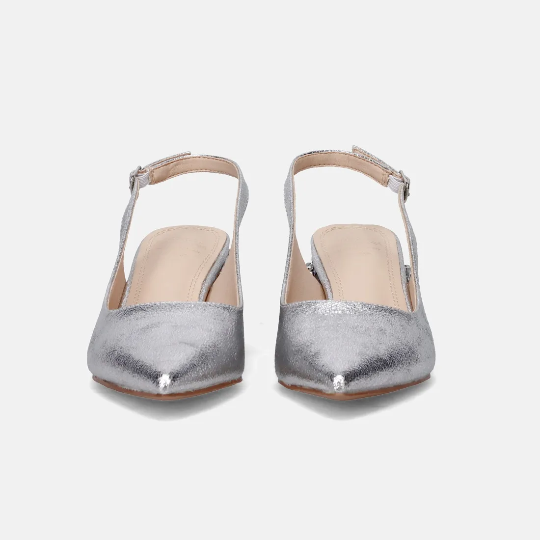 Slingback TwentyFourHaitch Anastasia argento con tacco decorato