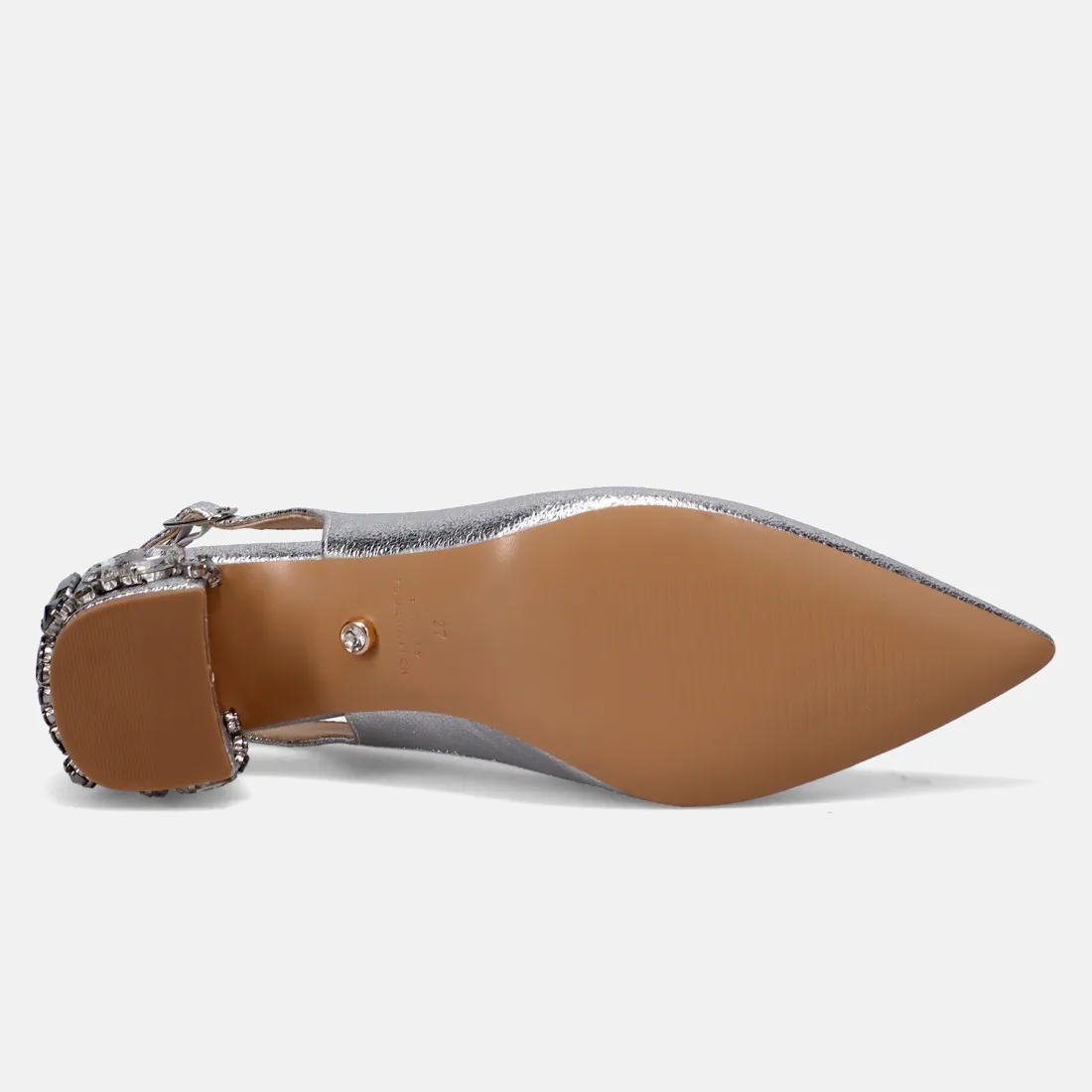 Slingback TwentyFourHaitch Anastasia argento con tacco decorato