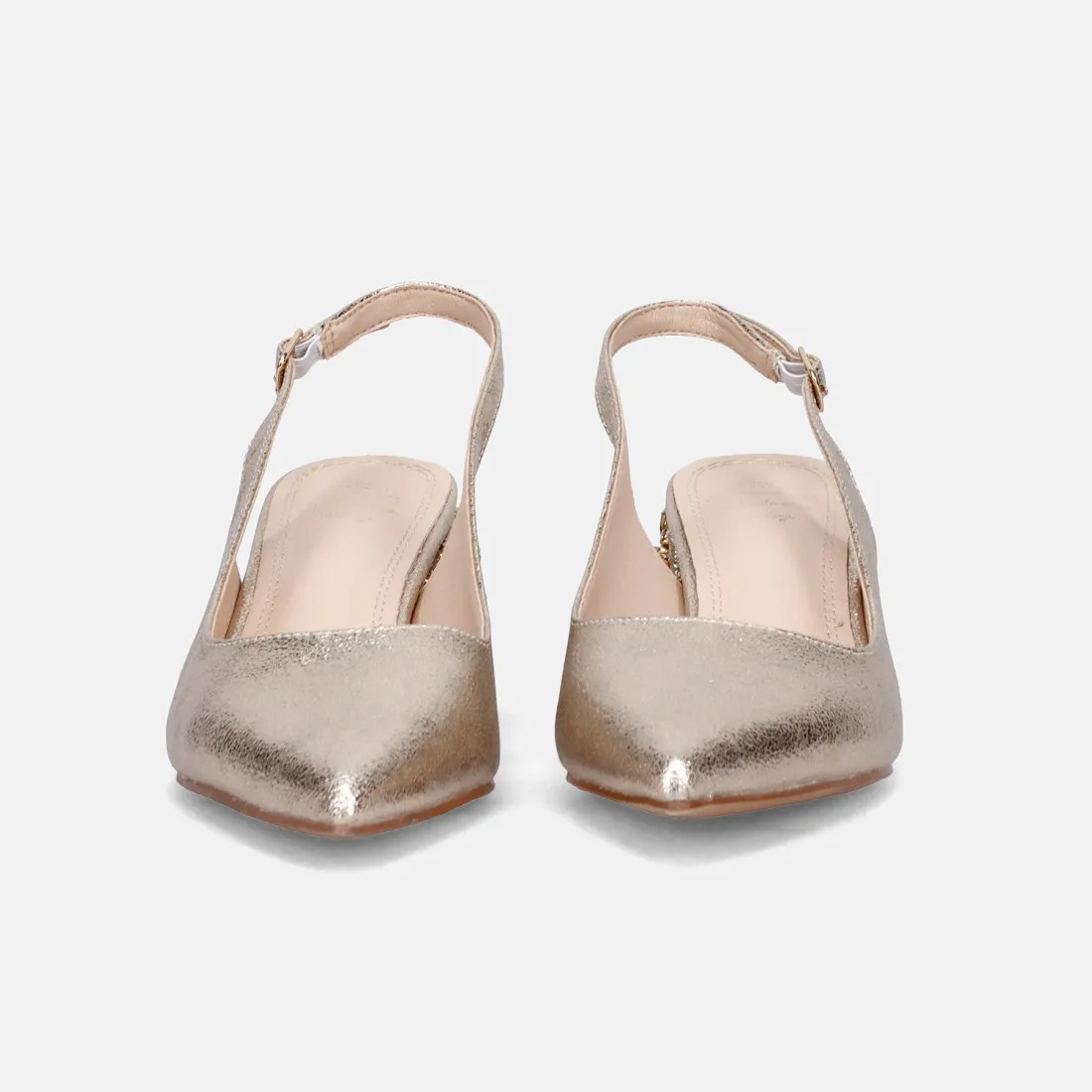 Slingback TwentyFourHaitch Anastasia oro con tacco decorato