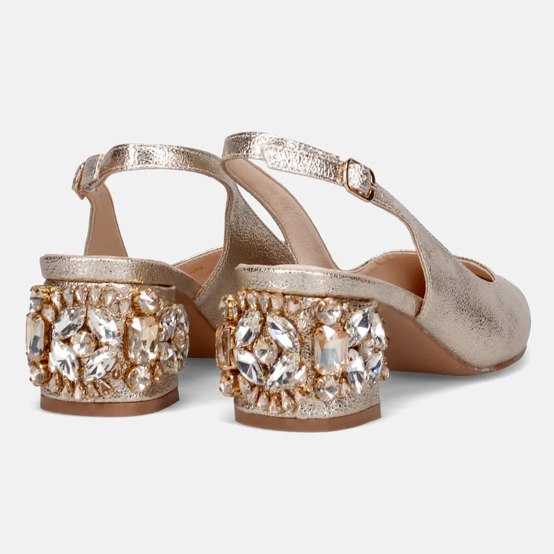 Slingback TwentyFourHaitch Anastasia oro con tacco decorato