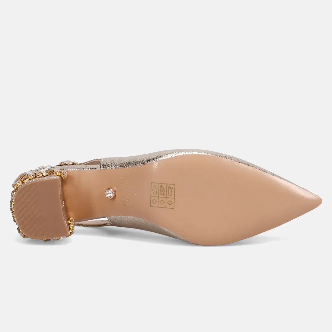 Slingback TwentyFourHaitch Anastasia oro con tacco decorato