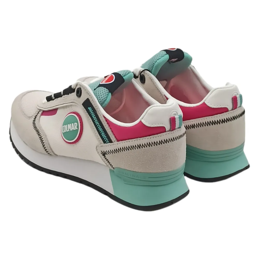 sneaker donna in tessuto e camoscio travis sport colors 221 lt pink- colmar