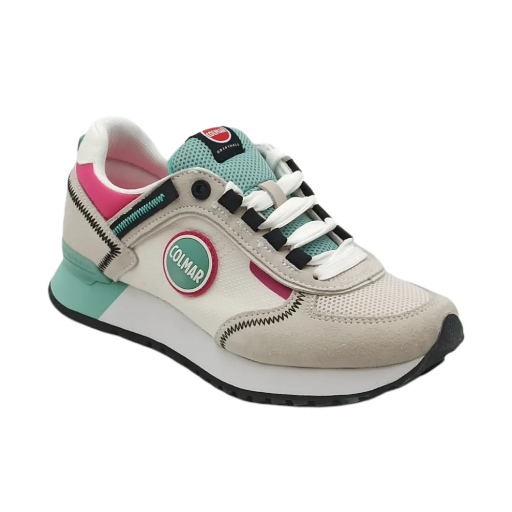 sneaker donna in tessuto e camoscio travis sport colors 221 lt pink- colmar