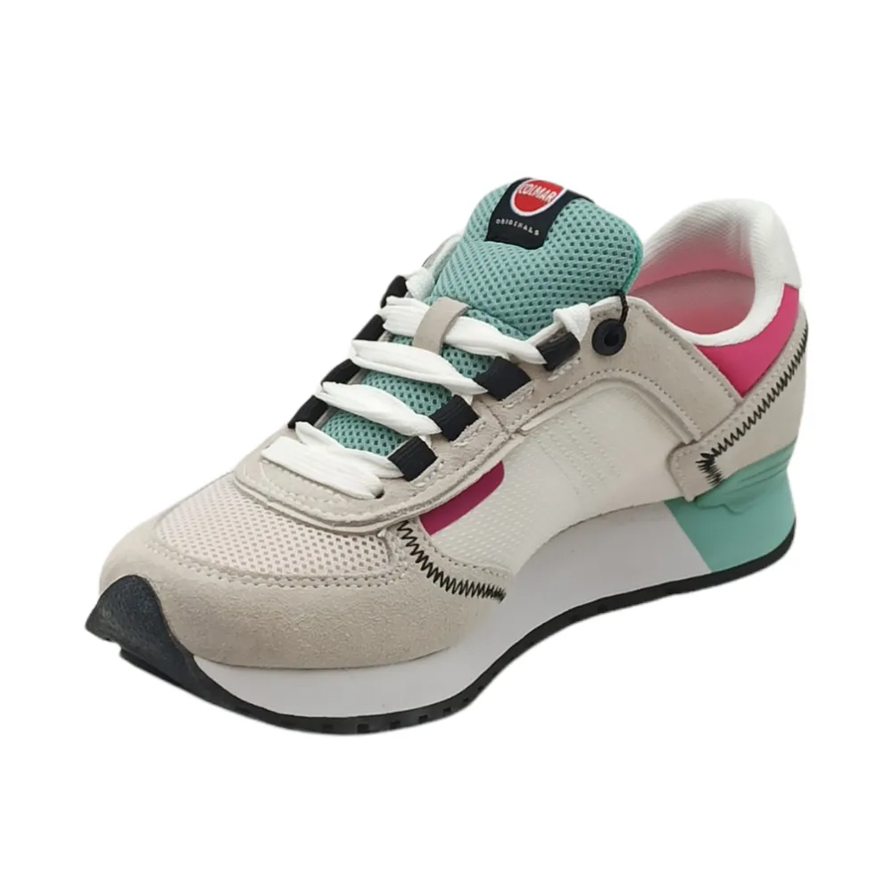 sneaker donna in tessuto e camoscio travis sport colors 221 lt pink- colmar