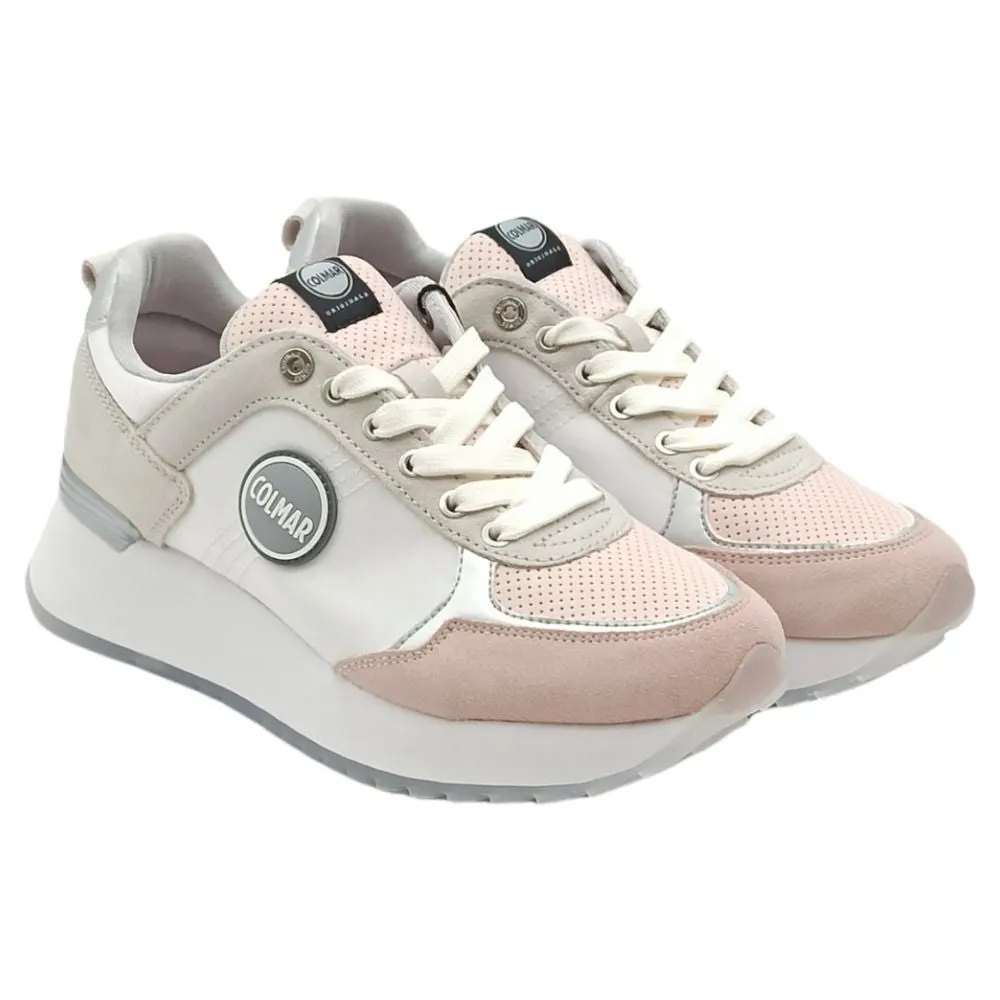Sneaker donna tessuto e camoscio Colmar TRAVIS PRIME HIGH OU WHITE-BLUSH PINK