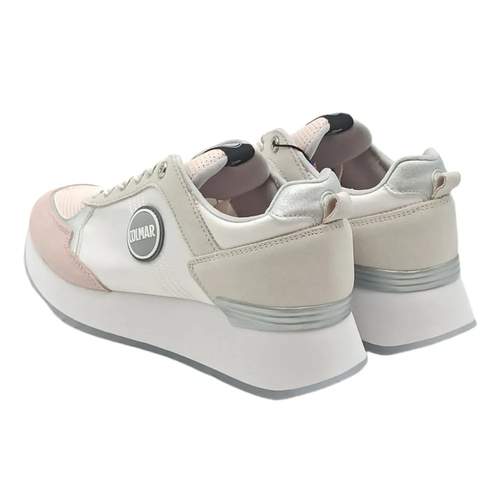 Sneaker donna tessuto e camoscio Colmar TRAVIS PRIME HIGH OU WHITE-BLUSH PINK