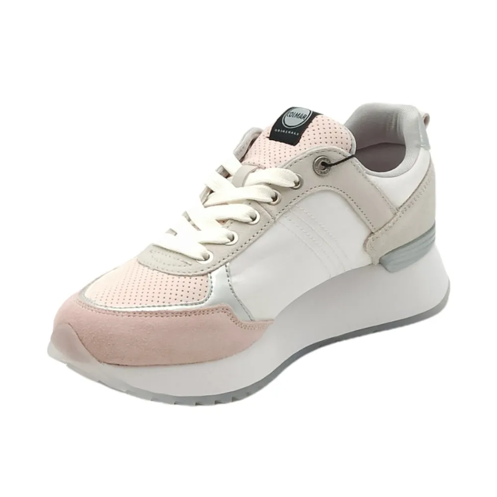 Sneaker donna tessuto e camoscio Colmar TRAVIS PRIME HIGH OU WHITE-BLUSH PINK