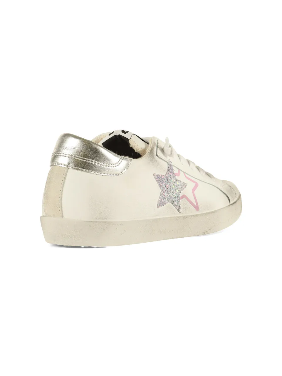 Sneakers in pelle con glitter applicati