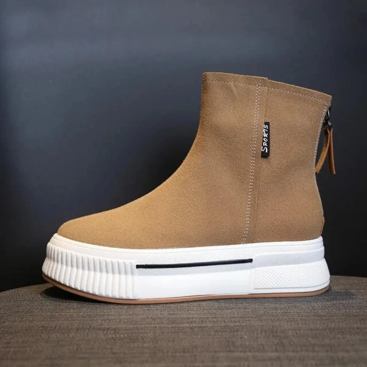 Stivaletti casual da donna Stivali scivolosi con punta tonda in pelle scamosciata Autunno e inverno da donna Sport retrò e minim