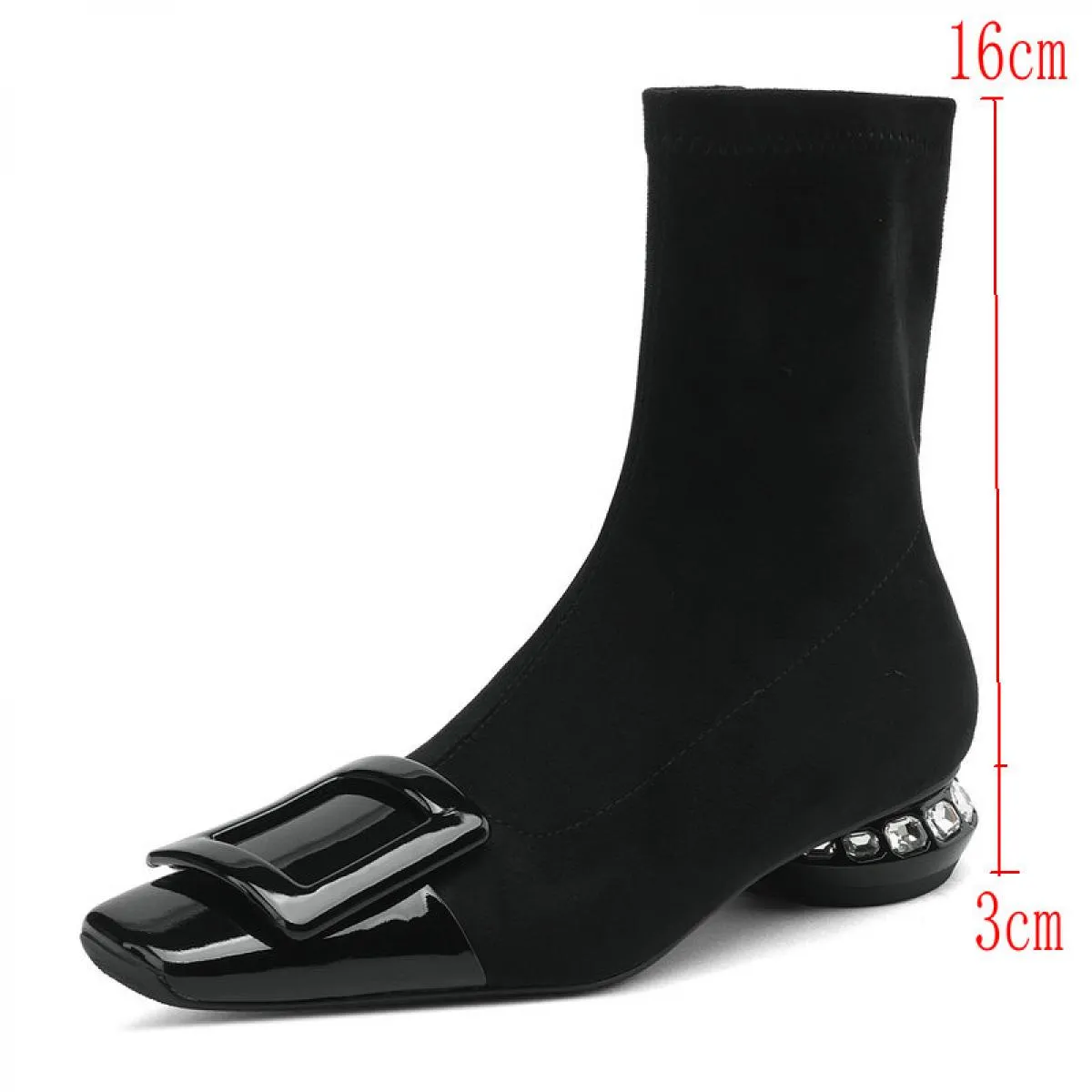 Stivaletti da donna Patchwork Punta quadrata Tacco basso Scarpe eleganti casual da ufficio in vera pelle da donna Taglia 34 42