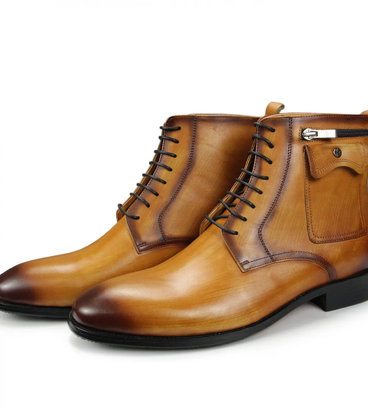 Stivaletti in pelle bovina di alta qualità da uomo con lacci in vera pelle, moda, lusso, tasca con cerniera, matrimonio, lavoro