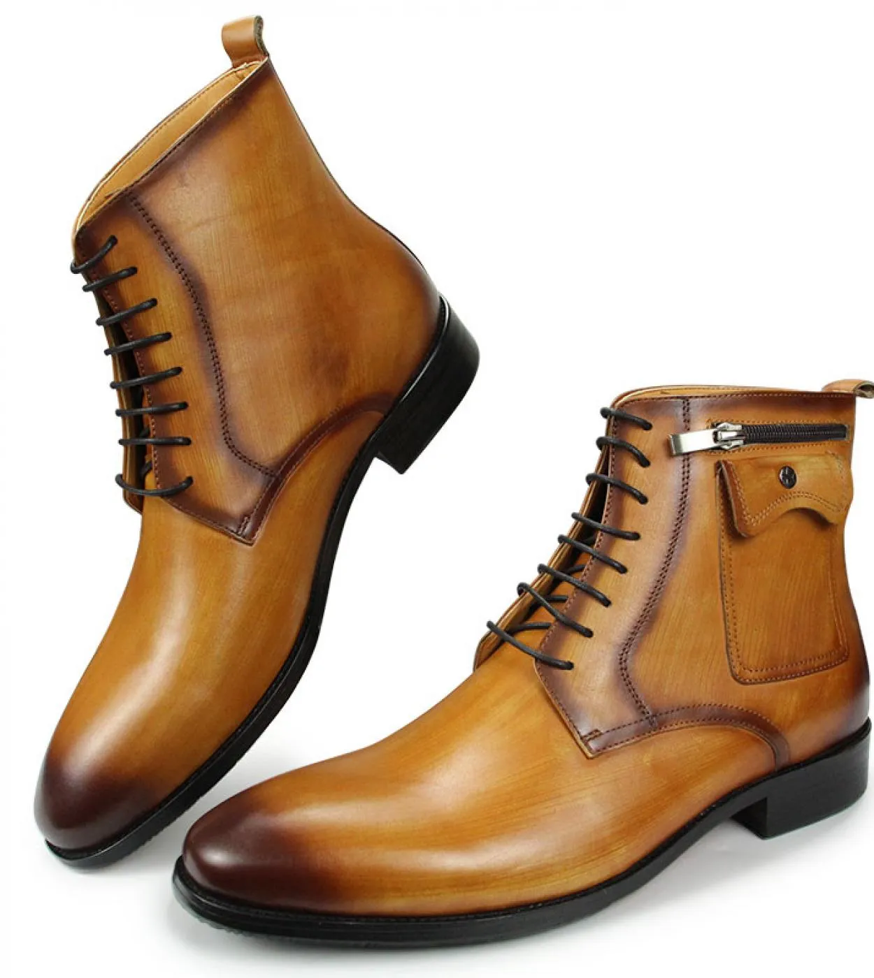 Stivaletti in pelle bovina di alta qualità da uomo con lacci in vera pelle, moda, lusso, tasca con cerniera, matrimonio, lavoro