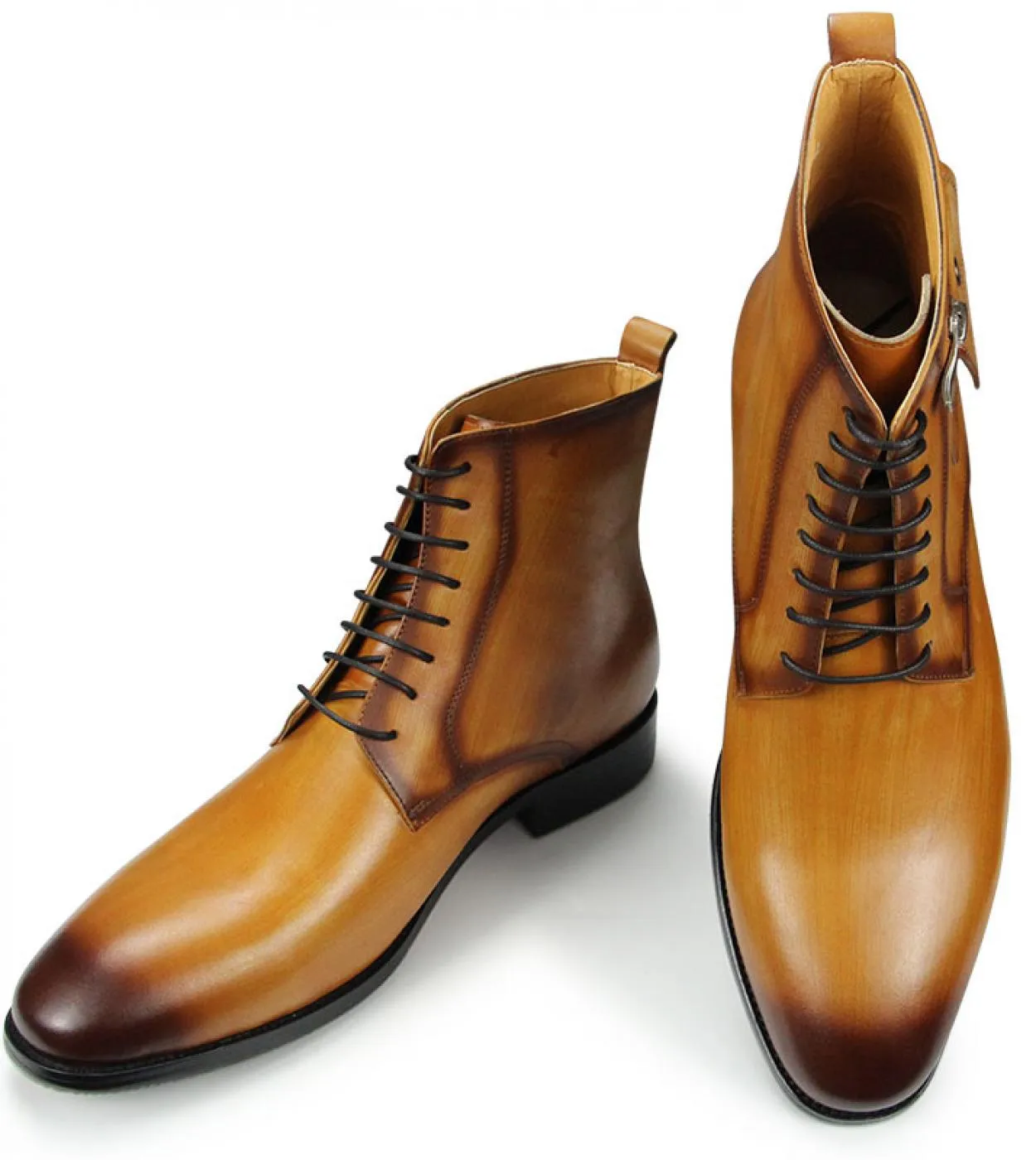 Stivaletti in pelle bovina di alta qualità da uomo con lacci in vera pelle, moda, lusso, tasca con cerniera, matrimonio, lavoro