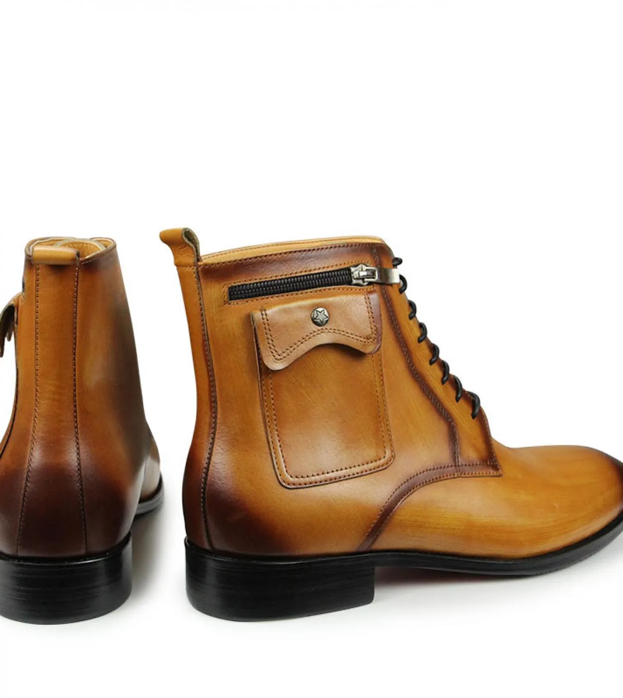 Stivaletti in pelle bovina di alta qualità da uomo con lacci in vera pelle, moda, lusso, tasca con cerniera, matrimonio, lavoro