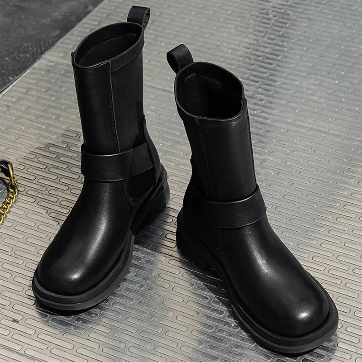 Stivali Chelsea 2023 nuove donne invernali scarpe con tacco medio piattaforma stivali da donna gladiatore alla caviglia grossi s