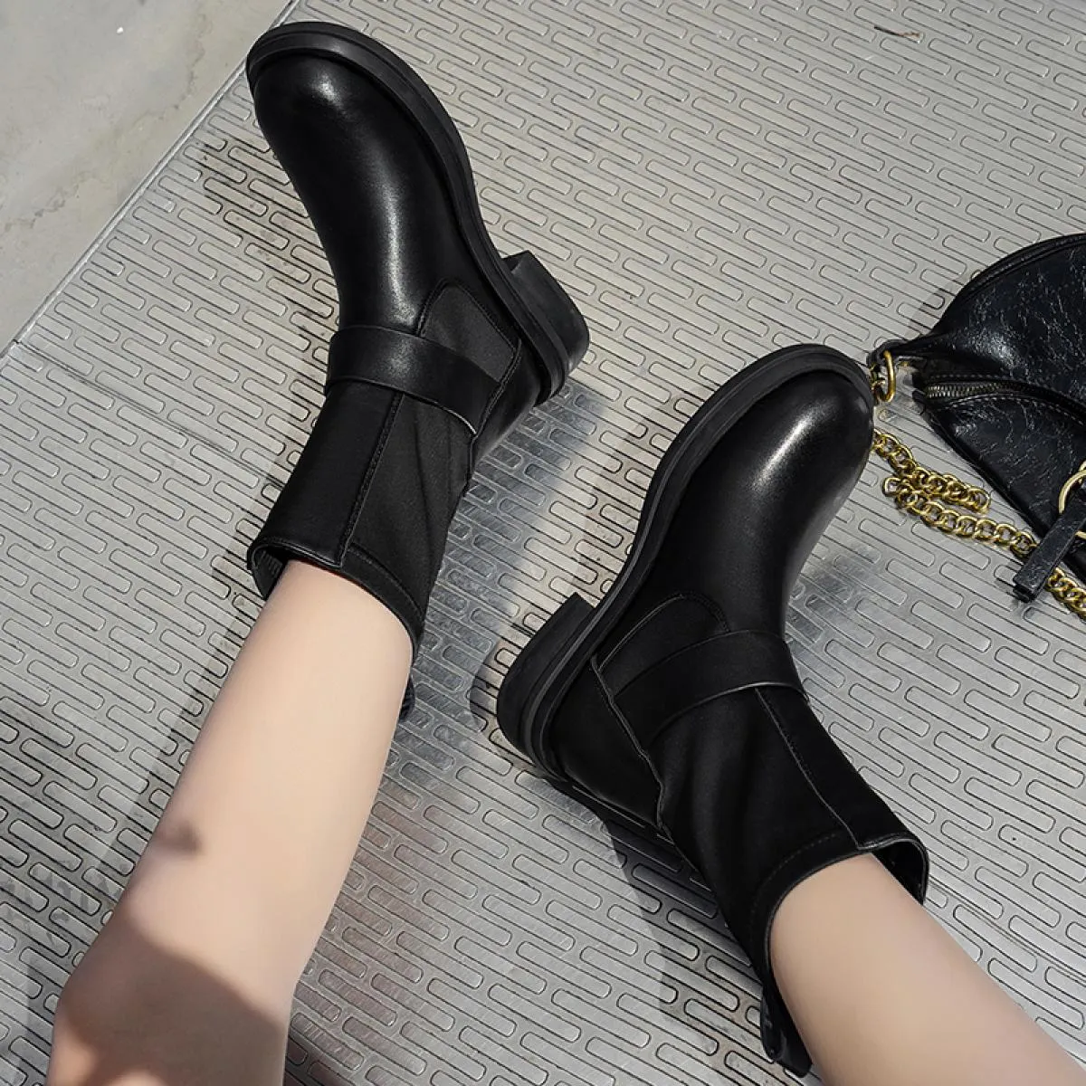 Stivali Chelsea 2023 nuove donne invernali scarpe con tacco medio piattaforma stivali da donna gladiatore alla caviglia grossi s