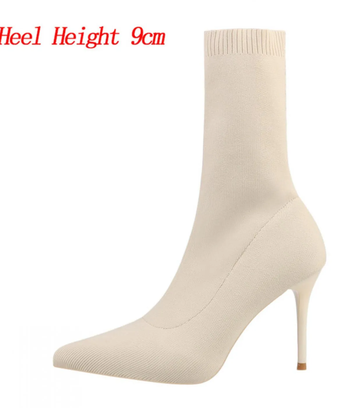 Stivali da donna in maglia elasticizzata 7cm 9cm Stivaletti con tacco alto Stripper Tacchi bassi Lady Warm Winter Plush Chunky P