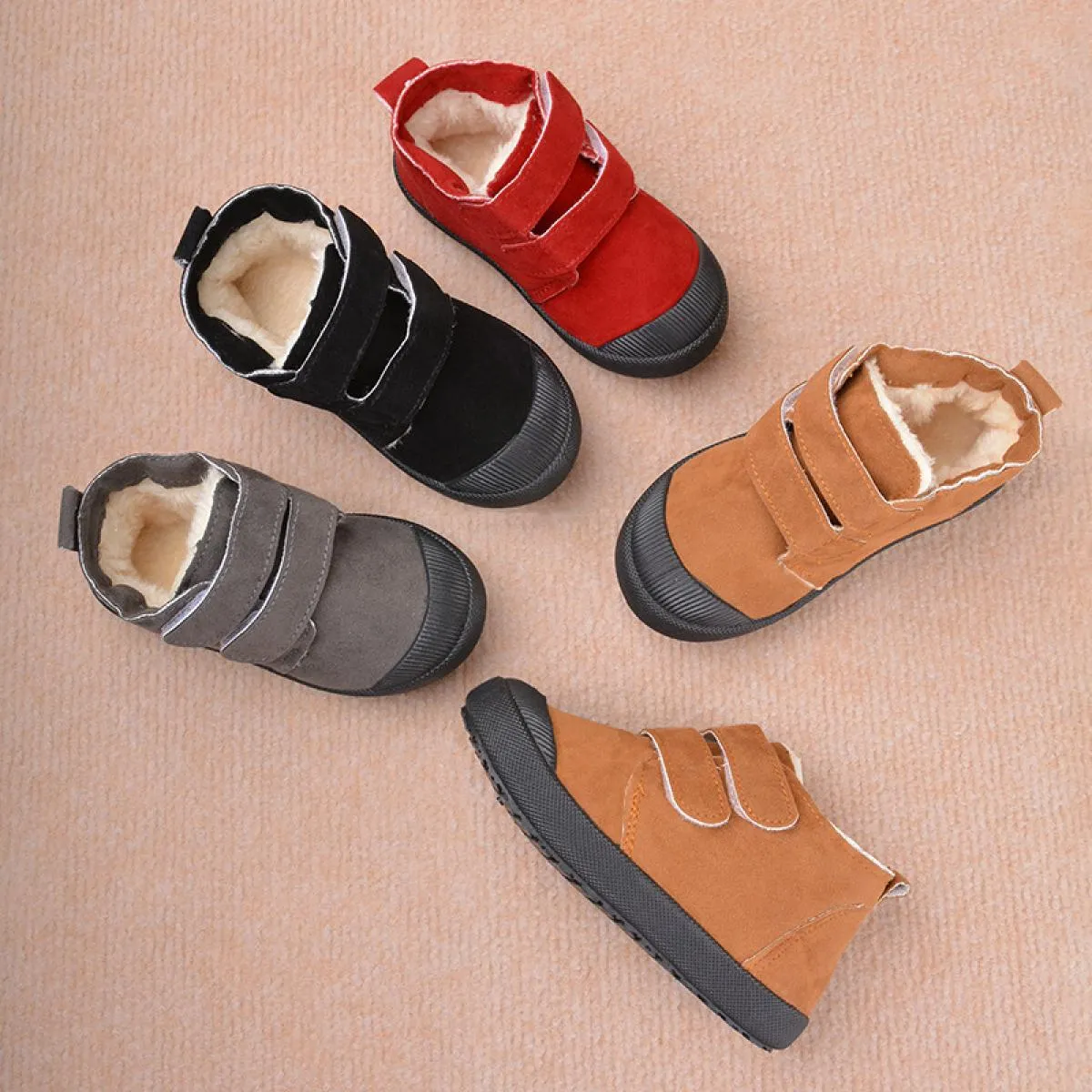 Stivali da neve in pelle scamosciata stile street per bambini Stivaletti alti per bambini in velluto comodi per il tempo libero