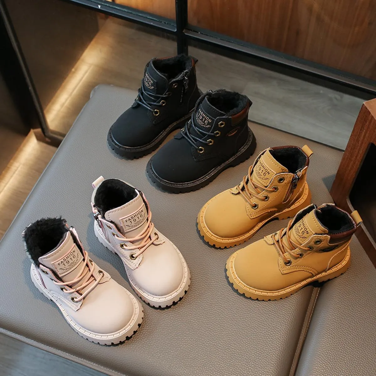 Stivali da neve per bambini Stivaletti invernali per neonato Scarpe calde da ragazza stringate Scarpe da scuola con plateau in p