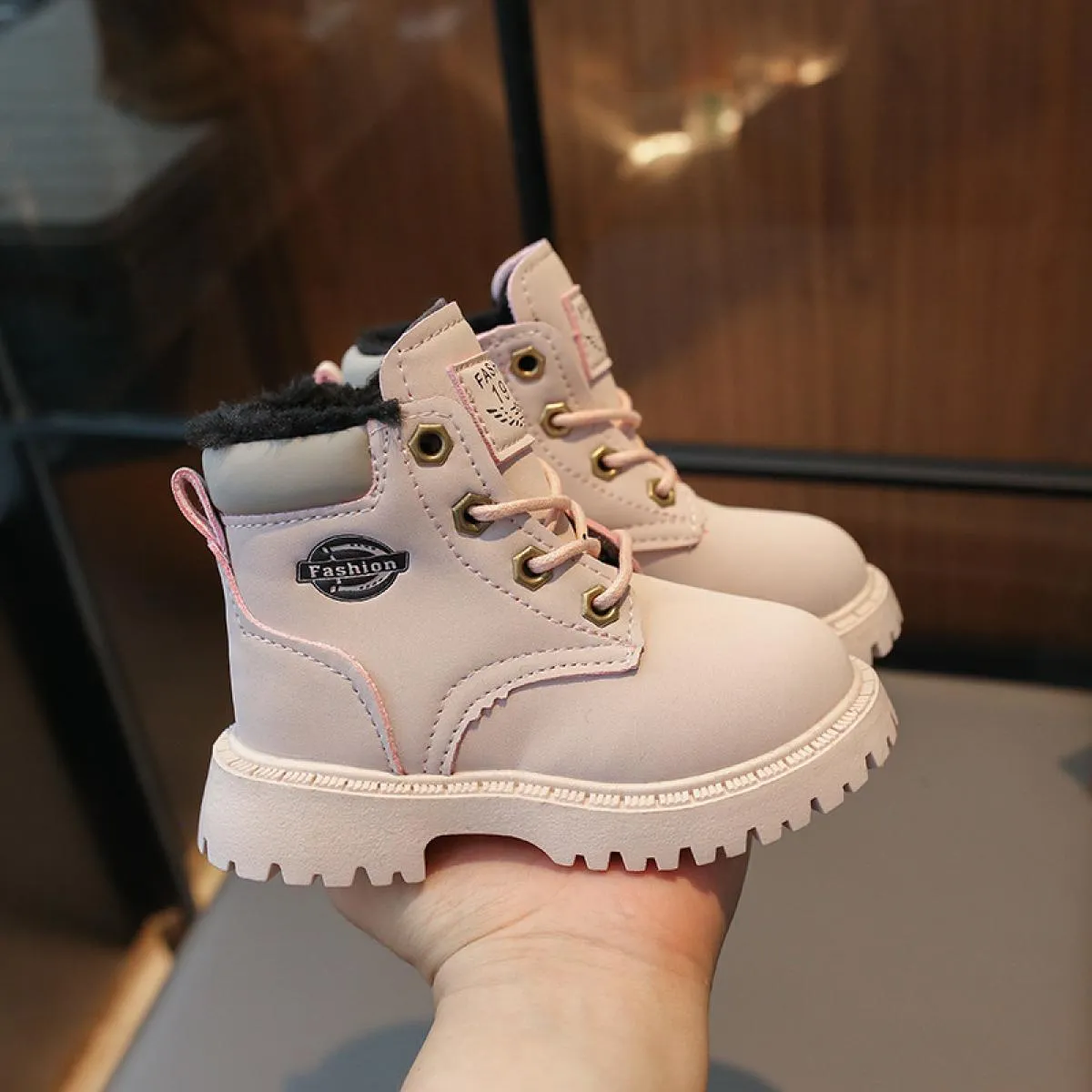 Stivali da neve per bambini Stivaletti invernali per neonato Scarpe calde da ragazza stringate Scarpe da scuola con plateau in p
