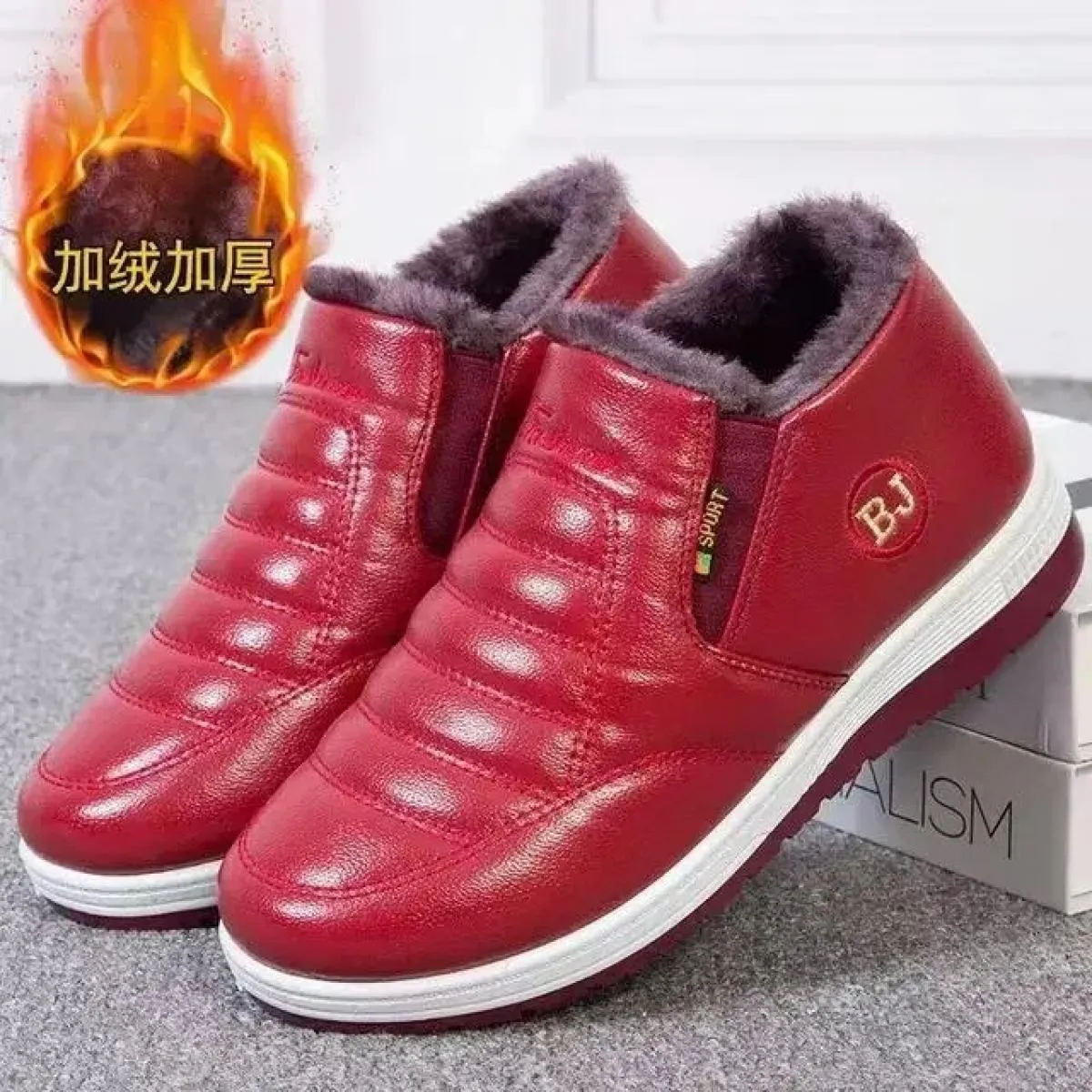 Stivali da neve Scarpe da donna Stivaletti in pelliccia di peluche caldi Scarpe invernali da donna slip on scarpe casual piatte