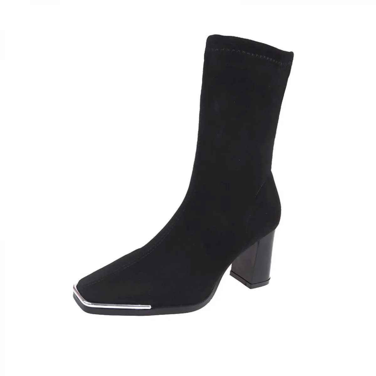 Stivali elasticizzati in pelle scamosciata Chelsea Scarpe da donna Tacco medio Casual Goth 2023 Nuova tendenza invernale Moda gr