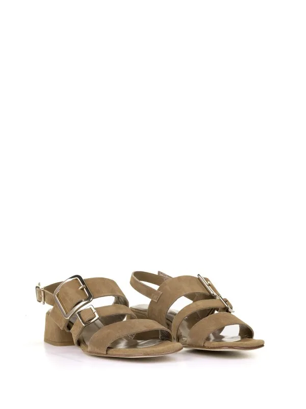 Suede sandal with heel