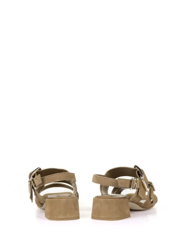 Suede sandal with heel