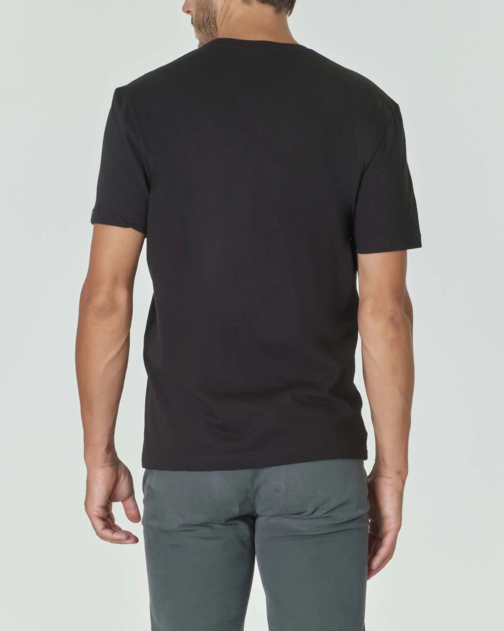 T-shirt nera in puro cotone con logo coccodrillo verde