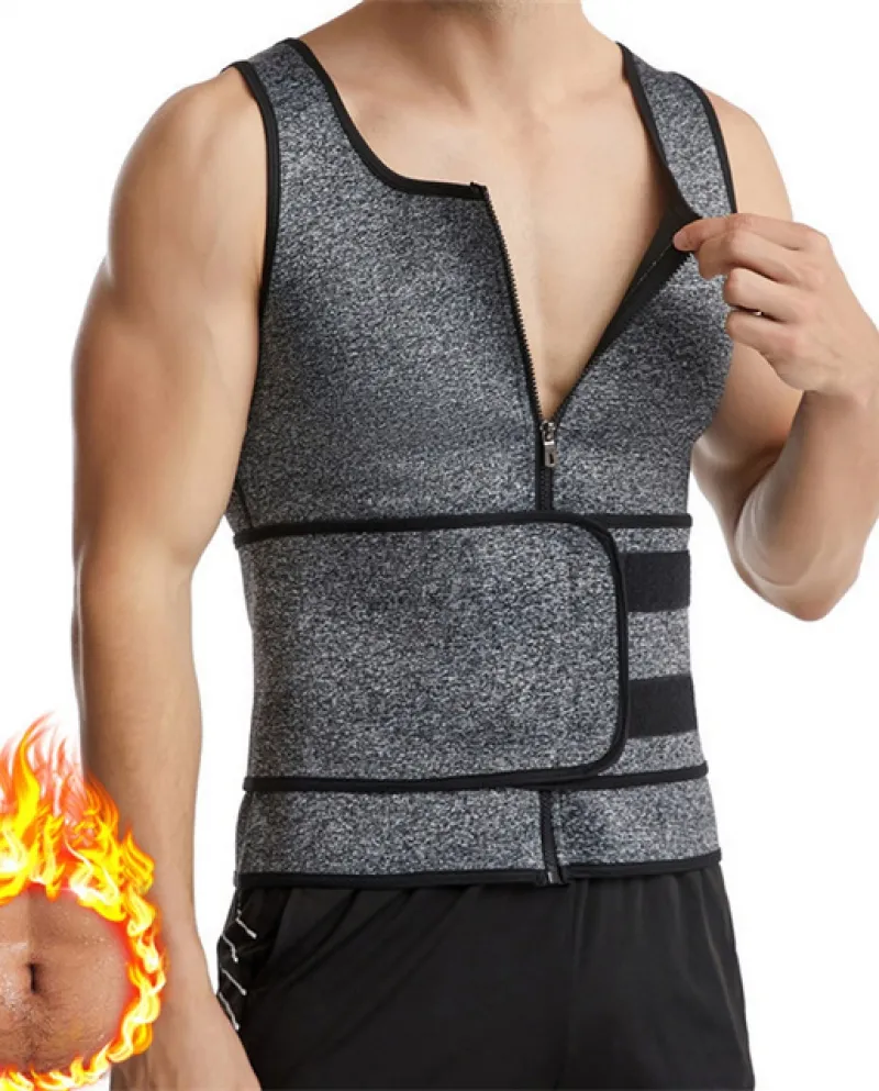 Uomini Sudore Sauna Gilet Vita Trainer Body Shaper Canotta in neoprene Camicia a compressione Allenamento Fitness Sostegno per l