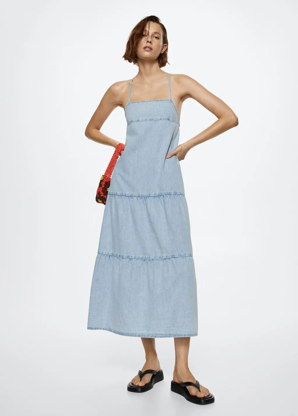 Vestito denim volant