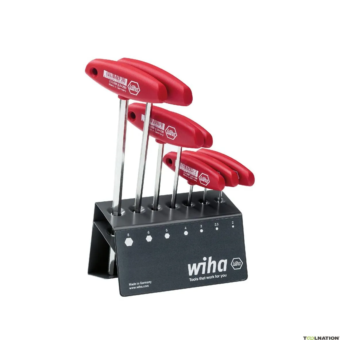 Wiha 00953 Set di chiavi per prigionieri con impugnatura a croce esagonale 7 pezzi nichelato lucido in supporto da banco ()